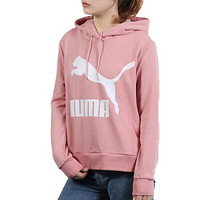 彪马PUMA  女子  帽衫  套头衫  Classics Logo Hoody  针织卫衣  595915 14  粉/白XL码