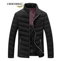 鳄鱼恤（CROCODILE）男士休闲羽绒服 2019年冬季新款立领白鸭绒保暖抗皱时尚短款修身外套 98880502 黑色 190