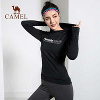 骆驼 CAMEL Y9W1T6601 骆驼女士运动服  秋冬长袖连帽上衣瑜伽健身吸汗修身休闲卫衣 黑色 XL