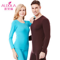 雅黛俪保暖内衣男女士圆领棉质基础打底薄款情侣纯色秋衣秋裤套装DYL41900-1 男款 紫咖 XL