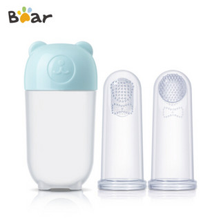 Bear 小熊 婴儿牙刷  手指套牙刷 训练软毛乳牙刷硅胶口腔清洁2个装托比蓝 MX-Y0002