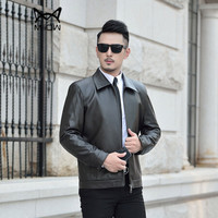 猫人(MiiOW)绵羊皮衣 男士时尚休闲翻领绵羊皮夹克外套5017-806深棕色2XL