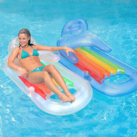 INTEX 58802充气扶手靠背浮排躺椅沙滩椅水上休闲椅充气床冲浪浮排玩具 蓝银随机发货