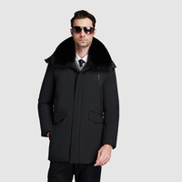 俞兆林羽绒服男翻领宽松面包服商务休闲男士羽绒外套2019冬YMYR199149黑色4XL