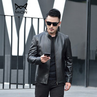 猫人(MiiOW)绵羊皮衣 男士时尚立领绵羊皮夹克外套5017-1618黑色4XL