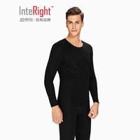 INTERIGHT保暖内衣男 30莫代尔 柔软亲肤 圆领随心裁 男士套装 黑 XL