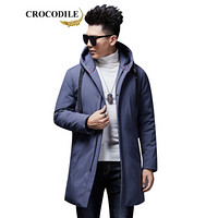 鳄鱼恤（CROCODILE）男士休闲羽绒服 2019冬季新款连帽时尚保暖修身百搭简约外套 98880087 灰色 180/2XL