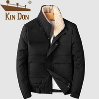 金盾（KIN DON）羽绒服 男2019冬季新款休闲百搭韩版潮流立领加厚短款工装毛领外套 D220-896 黑色 L