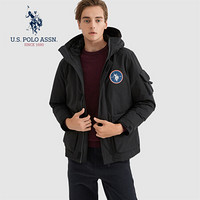 U.S.POLO ASSN. 羽绒服男 2019秋季新品加厚宽松纯色衣服连帽外套商务休闲保暖上衣男 6194117006 黑色 M