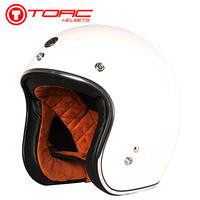 TORC 摩托车头盔哈雷复古时尚半盔男女头盔四季半盔个性复古机车头盔 不带内镜T541/T-50白色 L码