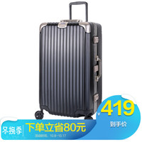 瑞界（SWISSALPS）  铝框拉杆箱加厚托运撞色行李箱男女运动版万向飞机轮旅行箱子24英寸 SA-18202黑配金