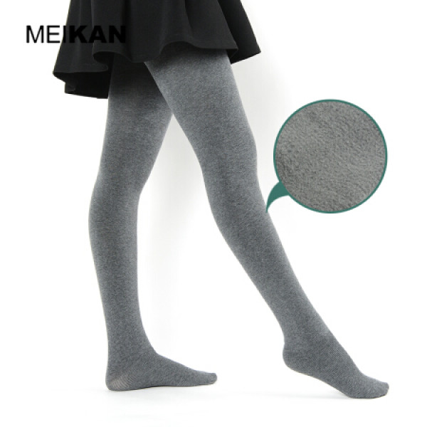 商品美看meikan 连裤袜 高腰收腹拉毛打底裤秋冬保暖女长筒袜子 中灰