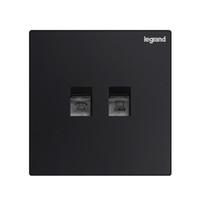 legrand 罗格朗 开关插座面板86型逸景碳素黑色大面板墙壁电源插座开关 电话+超五类电脑插座