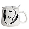 史努比（SNOOPY）陶瓷马克杯 男女创意单柄带盖办公杯情侣喝水子家用早餐牛奶咖啡杯 SNP5012-2 白色