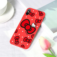 Hello Kitty 苹果xs手机壳iphonexs保护套 硅胶全包防摔卡通手机软壳潮牌个性男女款 红色蝴蝶结凯蒂