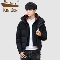 金盾（KIN DON）羽绒服 男2019冬季新款休闲百搭韩版潮流立领加厚假两件保暖外套 QT708-M002 黑色 M