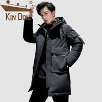 金盾（KIN DON）羽绒服 男2019冬季新款休闲百搭韩版潮流连帽加厚保暖后背印花外套 4016-3- Y15 黑色 L