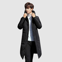 俞兆林羽绒服男白鸭绒中长款连帽修身男士休闲羽绒外套2019冬YMYR198423黑色XL