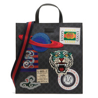 GUCCI 古驰 Night Courrier系列 男士帆布单肩包 495559 9IKDN 8850 黑色/灰色