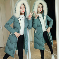 sustory 女装 2019年冬季新款韩版中长款宽松外套学生棉服 QDsu409 墨绿色 2XL