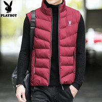花花公子 秋季2019新款背心秋冬男士棉外套潮 SY28011 酒红 3XL