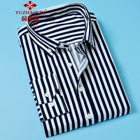 俞兆林（YUZHAOLIN）长袖衬衫 新品男士时尚商务休闲薄款条纹长袖衬衫222-C16黑色3XL