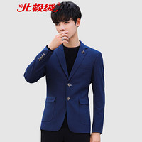 北极绒（Bejirong）西服男 2019新款韩版修身男士休闲帅气小西装外套单件上衣 QT6013-X205 蓝色 L