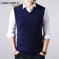 鳄鱼恤（CROCODILE）羊毛衫 男士2019秋冬时尚休闲V领修身毛衣背心 721-1-X6978 上青色 180/120