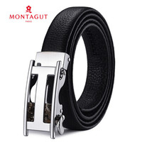 梦特娇（MONTAGUT）女皮带简约百搭头层牛皮自动扣休闲牛仔裤带女士韩版装饰细腰带R263213071A黑色