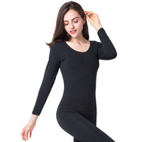 港莎秋衣秋裤男女内衣套装棉毛衫薄款圆领修身打底保暖套装 女款-黑色 XL