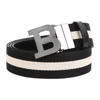 BALLY 巴利 男士帆布拼皮质黑白拼色腰带 B BUCKLE 35 MT 960 95