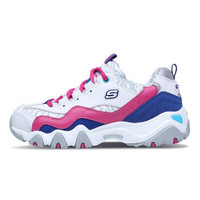 斯凯奇（Skechers）熊猫休闲鞋 女士D'LITES时尚绑带复古拼接 99999672/WFUS 白色/枚红色 38