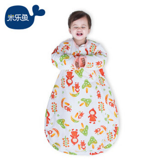 米乐鱼 婴儿睡袋儿童抱被宝宝防踢被秋冬包被长袖睡袋一体款 厚夹棉蘑菇丛林80*52cm