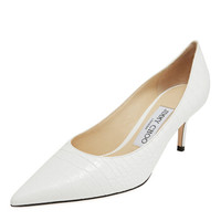 JIMMY CHOO 周仰杰 女士LOVE 65系列白色牛皮尖头浅口高跟鞋 LOVE 65 CCL 194 LATTE 35
