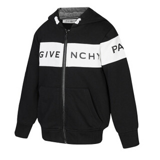 GIVENCHY KIDS 纪梵希 奢侈品童装 19秋冬新款 男童黑色混纺开襟连帽上衣 H25120/09B 10A/10岁/138cm