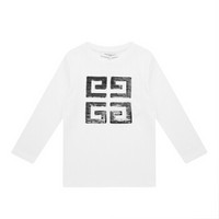 GIVENCHY KIDS 纪梵希 奢侈品童装 19秋冬新款 女童白色棉长袖T恤 H15127/10B 12A/12岁/150cm