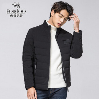 虎都（FORDOO）羽绒服男士2019冬季新款白鸭绒短款立领外套潮流帅气防风保暖厚冬装 58880502 黑色 4XL