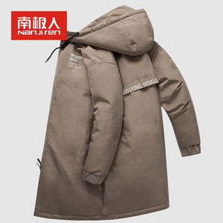 南极人羽绒服男2019冬季新品90白鸭绒羽绒外套时尚潮流男士中长款连帽保暖羽绒服NFF1949400 卡其色 3XL