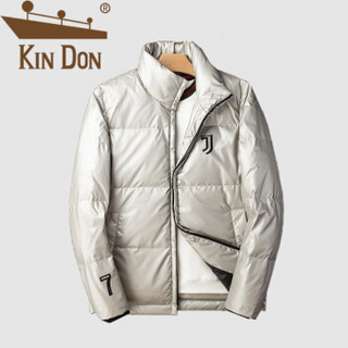 金盾（KIN DON）羽绒服 男2019冬季新款休闲百搭韩版潮流立领亮面加厚保暖外套 D220-B866 杏色 M