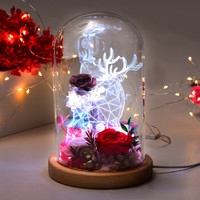 L'ALPINA 阿尔皮纳 L'amour永生花玻璃罩礼盒鲜花速递玫瑰花圣诞节生日礼物送女生朋友闺蜜创意礼品