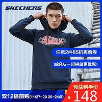 Skechers斯凯奇男子LOGO印花连帽套头衫运动休闲卫衣L419M046