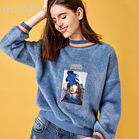 【Moodylime】新款韩版长袖圆领印花套头上衣