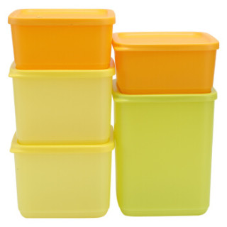 特百惠(Tupperware)新冷藏方形套装5件套 冰箱冷藏保鲜盒储藏收纳密封不串味
