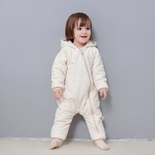 贝吻 婴儿连体衣爬服冬双面可穿棉服加厚款宝宝外出服B5012 咖色80/48码