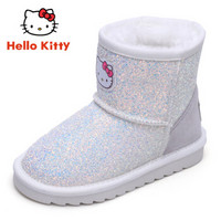 HELLOKITTY 童鞋女童雪地靴 冬季新款儿童雪地靴加绒保暖宝宝棉靴 K8646801白色31