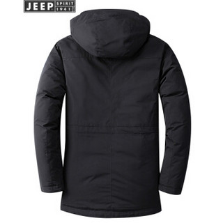 吉普(JEEP)羽绒服男青年男士可脱卸帽厚款休闲保暖外套2019冬季男装863069 黑色 2XL