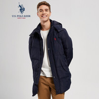 U.S. POLO ASSN. 男羽绒服 加厚外套可拆卸帽中长款连帽羽绒服 AYRMD-58504 藏青色 3XL/190