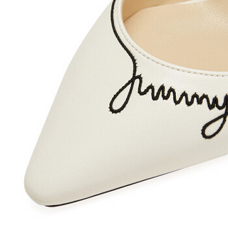 JIMMY CHOO 周仰杰 女士ROMY 60系列白色牛皮高跟鞋 ROMY 60 JCA 194 LATTE/BLACK 35