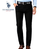 U.S. POLO ASSN. 休闲裤男 2019秋季新品修身直筒男裤商务休闲弹力长裤子男 黑色 35 6193122148