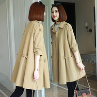 BANDALY 2019秋季女装新款风衣女中长款韩版宽松大码外套小个子斗篷薄款 yzLYSX93082 卡其色 2XL